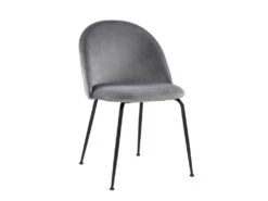 Lot De 2 Chaises - Velours Et Métal Noir Mat - Gris - MELBOURNE -Mobilier De Restaurant chaise 406623