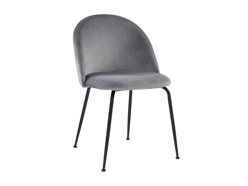 Lot De 6 Chaises - Velours Et Métal Noir Mat - Gris - MELBOURNE 6 Lot De 6 Chaises - Velours Et Métal Noir Mat - Gris - MELBOURNE – Image 6