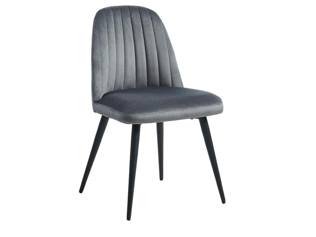 Lot De 2 Chaises ELEANA - Velours & Métal Noir - Gris 3 Lot De 2 Chaises ELEANA - Velours & Métal Noir - Gris – Image 3