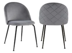 Lot De 6 Chaises - Velours Et Métal Noir Mat - Gris - MELBOURNE 11 Lot De 6 Chaises - Velours Et Métal Noir Mat - Gris - MELBOURNE -Mobilier De Restaurant chaise 407383