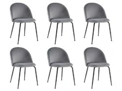 Lot De 6 Chaises - Velours Et Métal Noir Mat - Gris - MELBOURNE 10 Lot De 6 Chaises - Velours Et Métal Noir Mat - Gris - MELBOURNE -Mobilier De Restaurant chaise 407385