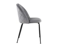 Lot De 2 Chaises - Velours Et Métal Noir Mat - Gris - MELBOURNE -Mobilier De Restaurant chaise 407399