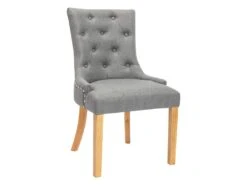 Lot De 2 Chaises JOLIA - Tissu Et Pieds Bois - Gris -Mobilier De Restaurant chaise 427079