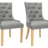 Lot De 2 Chaises JOLIA - Tissu Et Pieds Bois - Gris