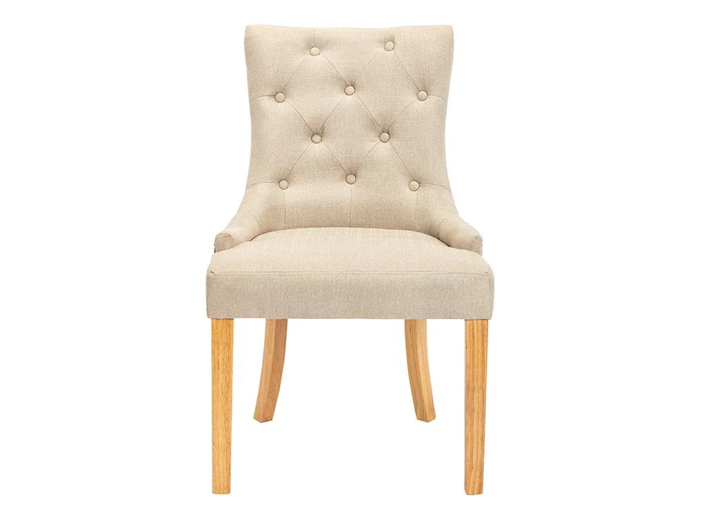 Lot De 6 Chaises JOLIA - Tissu Et Pieds Bois - Beige 3 Lot De 6 Chaises JOLIA - Tissu Et Pieds Bois - Beige – Image 3