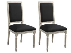 Lot De 2 Chaises AMBOISE - Tissu & Bois De Chêne - Noir