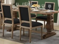 Lot De 6 Chaises AMBOISE - Tissu & Bois De Chêne - Noir -Mobilier De Restaurant chaise 429809
