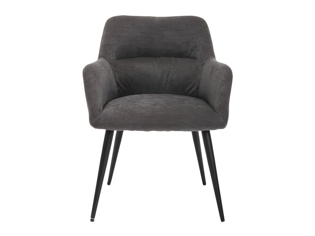 Lot De 6 Chaises - Avec Accoudoirs - Tissu Et Métal - Gris - HEKA 4 Lot De 6 Chaises - Avec Accoudoirs - Tissu Et Métal - Gris - HEKA – Image 4