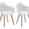 Lot De 2 Chaises Avec Accoudoirs VIXI - Polypropylène Et Hêtre - Blanc