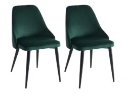 Lot De 2 Chaises - Velours Et Métal - Vert - EZRA