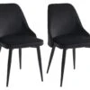 Lot De 2 Chaises - Velours Et Métal - Noir - EZRA