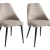 Lot De 2 Chaises EZRA - Tissu Et Métal - Crème