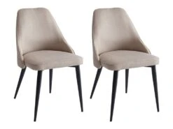 Lot De 2 Chaises EZRA - Tissu Et Métal - Crème