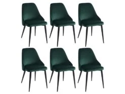 Lot De 6 Chaises - Velours Et Métal - Vert - EZRA 9 Lot De 6 Chaises - Velours Et Métal - Vert - EZRA -Mobilier De Restaurant chaise 439883