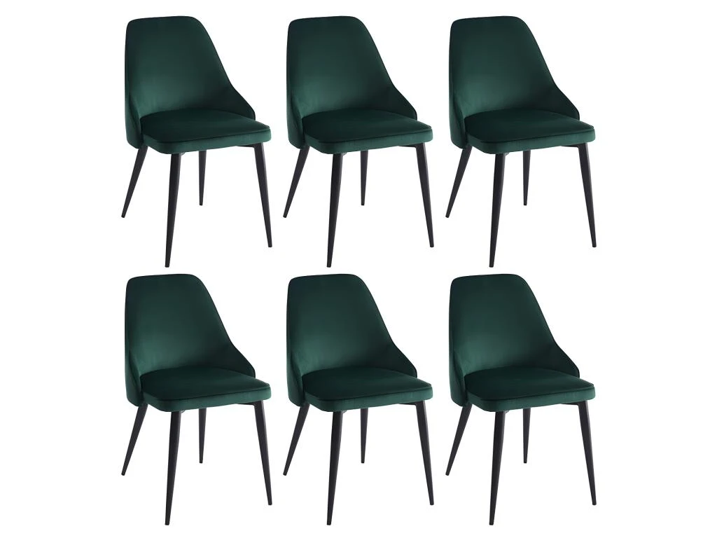 Lot De 6 Chaises - Velours Et Métal - Vert - EZRA 3 Lot De 6 Chaises - Velours Et Métal - Vert - EZRA – Image 3