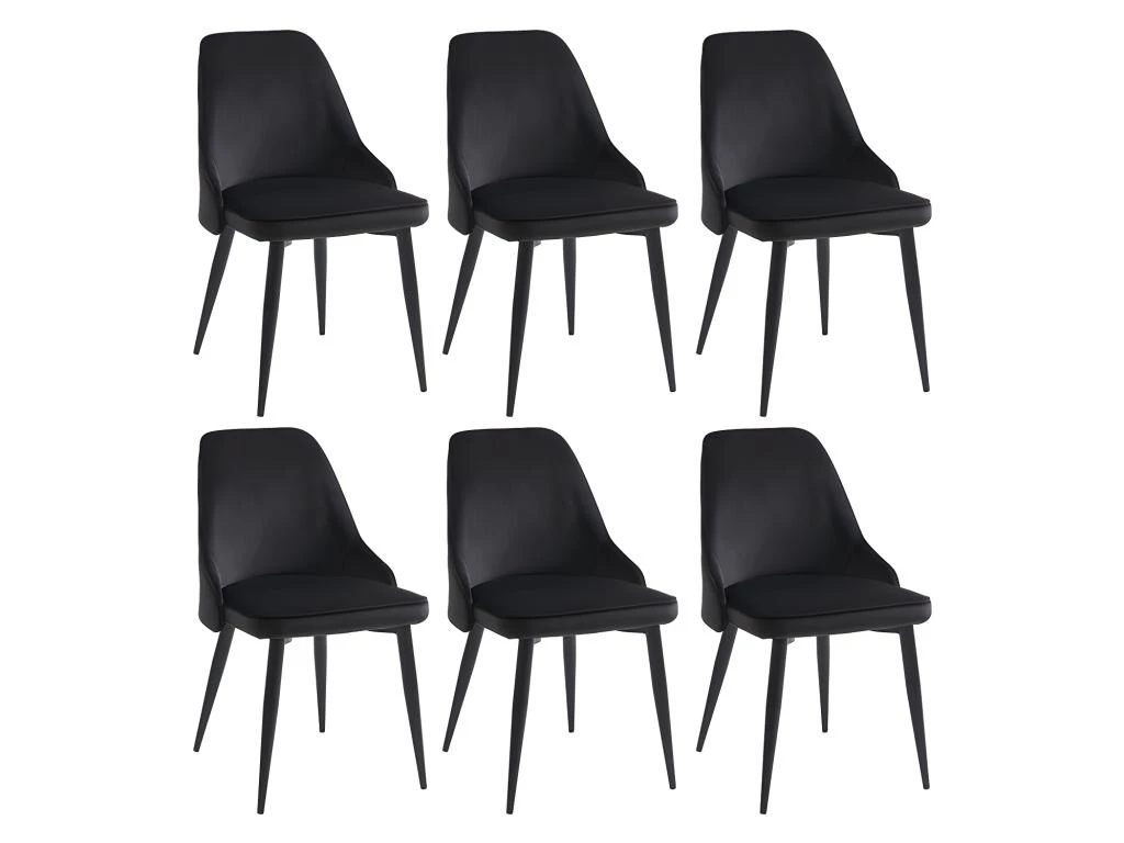 Lot De 6 Chaises - Velours Et Métal - Noir - EZRA 3 Lot De 6 Chaises - Velours Et Métal - Noir - EZRA – Image 3