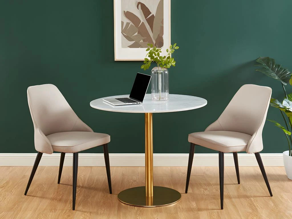 Lot De 6 Chaises EZRA - Tissu Et Métal - Crème 2 Lot De 6 Chaises EZRA - Tissu Et Métal - Crème – Image 2