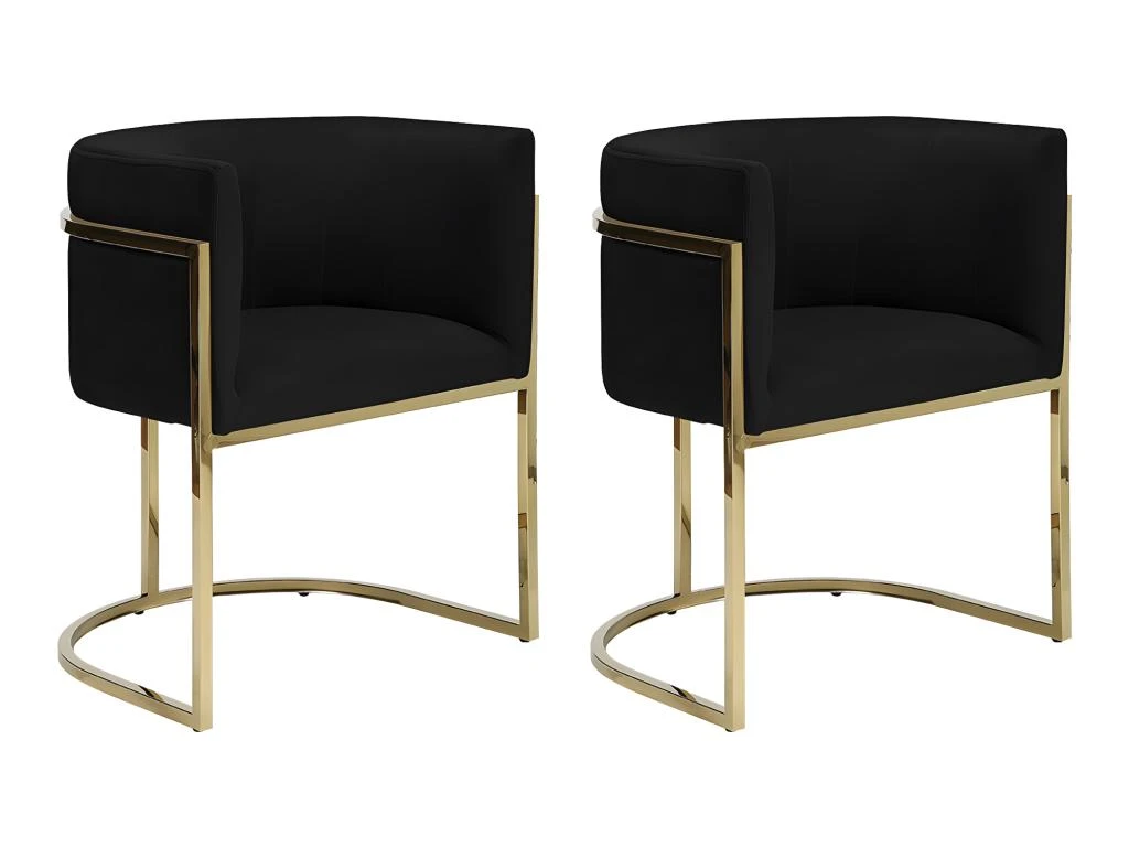 Lot De 2 Chaises Avec Accoudoirs - Velours Et Acier Inoxydable - Noir Et Doré - PERIA De Pascal MORABITO 1 Lot De 2 Chaises Avec Accoudoirs - Velours Et Acier Inoxydable - Noir Et Doré - PERIA De Pascal MORABITO
