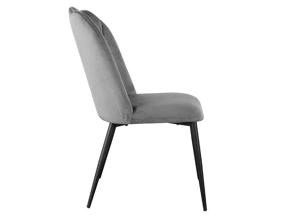 Lot De 2 Chaises ROSARIO - Effet Velours Et Métal Noir - Gris 5 Lot De 2 Chaises ROSARIO - Effet Velours Et Métal Noir - Gris – Image 5