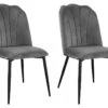 Lot De 2 Chaises ROSARIO - Effet Velours Et Métal Noir - Gris