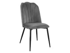 Lot De 6 Chaises ROSARIO - Effet Velours Et Métal Noir - Gris -Mobilier De Restaurant chaise 446925