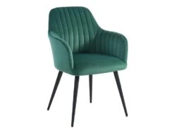 Lot De 2 Chaises Avec Accoudoirs En Velours Et Métal Noir - Vert - ELEANA -Mobilier De Restaurant chaise 449993