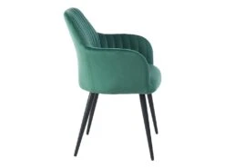 Lot De 2 Chaises Avec Accoudoirs En Velours Et Métal Noir - Vert - ELEANA -Mobilier De Restaurant chaise 449999