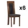 Lot De 6 Chaises BELINDA - Hêtre Et Tissu - Coloris : Noyer Et Anthracite