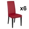 Lot De 6 Chaises TACOMA - Simili Rouge & Pieds Noirs