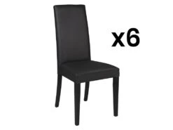 Lot De 6 Chaises TACOMA - Simili Noir & Pieds Noirs