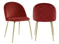 Lot De 2 Chaises - Velours Et Métal Doré - Terracotta - MELBOURNE