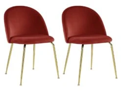 Lot De 2 Chaises - Velours Et Métal Doré - Terracotta - MELBOURNE -Mobilier De Restaurant chaise 452377