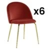 Lot De 6 Chaises - Velours Et Métal Doré - Terracotta - MELBOURNE
