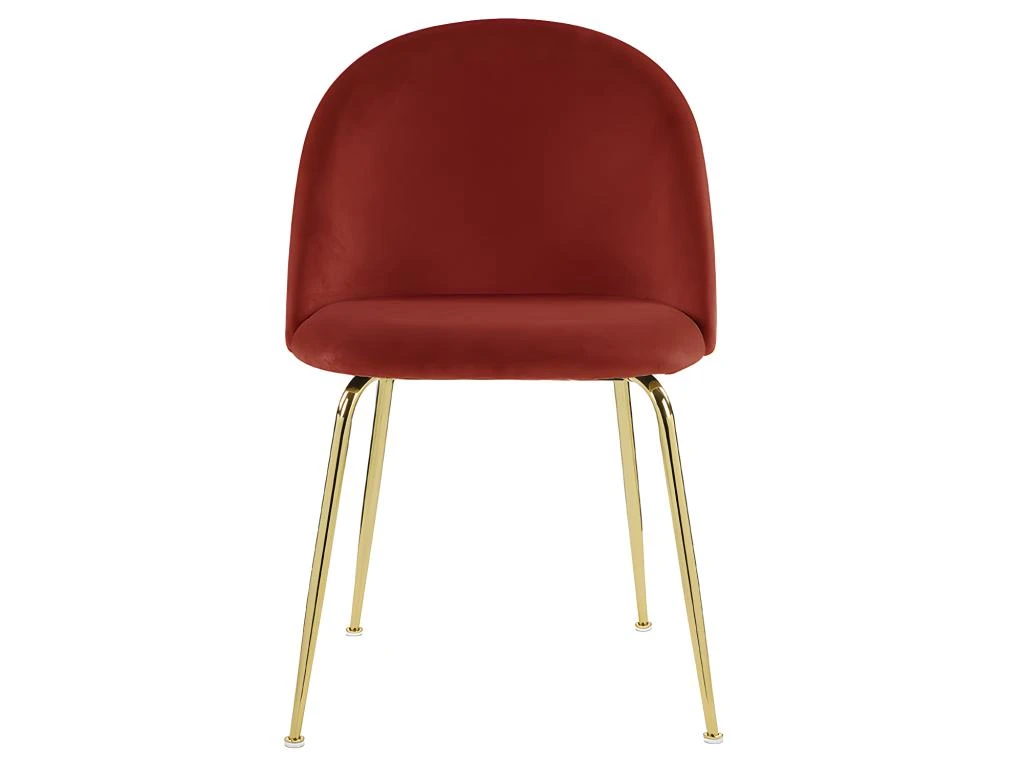 Lot De 6 Chaises - Velours Et Métal Doré - Terracotta - MELBOURNE 2 Lot De 6 Chaises - Velours Et Métal Doré - Terracotta - MELBOURNE – Image 2