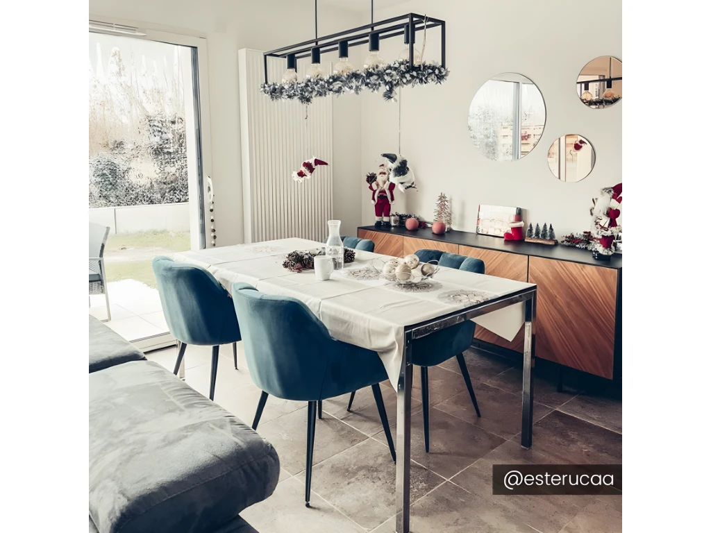 Lot De 2 Chaises Avec Accoudoirs - Velours Et Métal - Bleu - PEGA De Pascal MORABITO 7 Lot De 2 Chaises Avec Accoudoirs - Velours Et Métal - Bleu - PEGA De Pascal MORABITO – Image 7