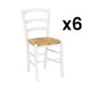 Lot De 6 Chaises PAYSANNE - Hêtre Massif Teinté Blanc, Paille De Riz