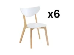 Lot De 6 Chaises CARINE - Hévéa Massif Et MDF - Blanc