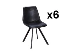 Lot De 6 Chaises LUBINE - Simili - Noir