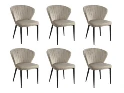 Lot De 6 Chaises CRUSTI - Velours Et Métal - Beige -Mobilier De Restaurant chaise 453065