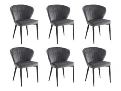 Lot De 6 Chaises CRUSTI - Velours Et Métal - Gris -Mobilier De Restaurant chaise 453609