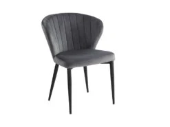 Lot De 6 Chaises CRUSTI - Velours Et Métal - Gris -Mobilier De Restaurant chaise 453619