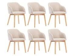 Lot De 6 Chaises Avec Accoudoirs - Tissu Et Hévéa - Beige - JELISA 20 Lot De 6 Chaises Avec Accoudoirs - Tissu Et Hévéa - Beige - JELISA -Mobilier De Restaurant chaise 4579471