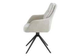 Lot De 2 Chaises Avec Accoudoirs DIMIA - Tissu Et Métal - Crème -Mobilier De Restaurant chaise 480067