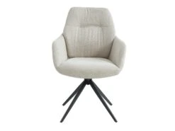 Lot De 2 Chaises Avec Accoudoirs DIMIA - Tissu Et Métal - Crème -Mobilier De Restaurant chaise 480069