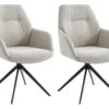 Lot De 2 Chaises Avec Accoudoirs DIMIA - Tissu Et Métal - Crème