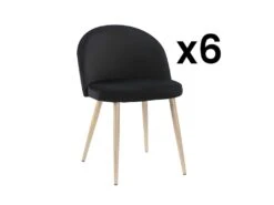Lot De 6 Chaises LILLY - Velours - Noir