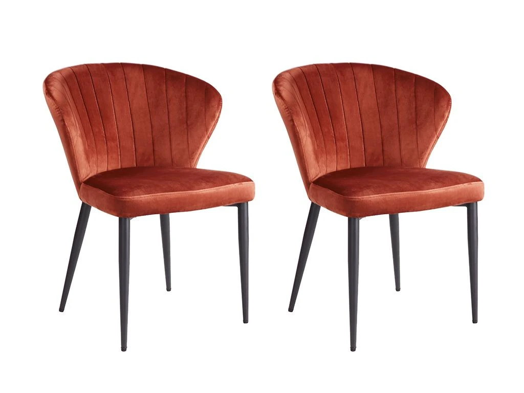 Lot De 2 Chaises CRUSTI - Velours Et Métal - Terracotta 1 Lot De 2 Chaises CRUSTI - Velours Et Métal - Terracotta