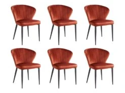 Lot De 6 Chaises CRUSTI - Velours Et Métal - Terracotta -Mobilier De Restaurant chaise 480493