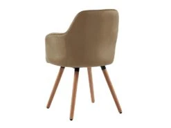 Chaise Avec Accoudoirs - Velours Et Métal Effet Bois - Beige - ELEANA -Mobilier De Restaurant chaise 480809