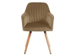 Chaise Avec Accoudoirs - Velours Et Métal Effet Bois - Beige - ELEANA -Mobilier De Restaurant chaise 480811
